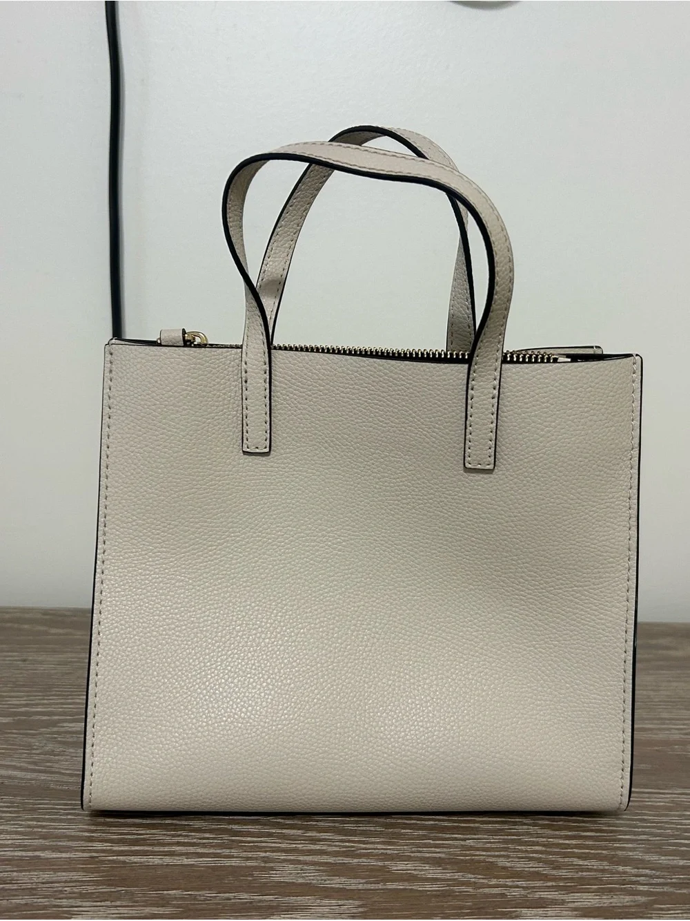 Marc Jacobs Cream Pebbled Leather Tote with Gold Hardware